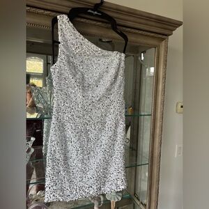 Cache White One-Shoulder Sequin Dress